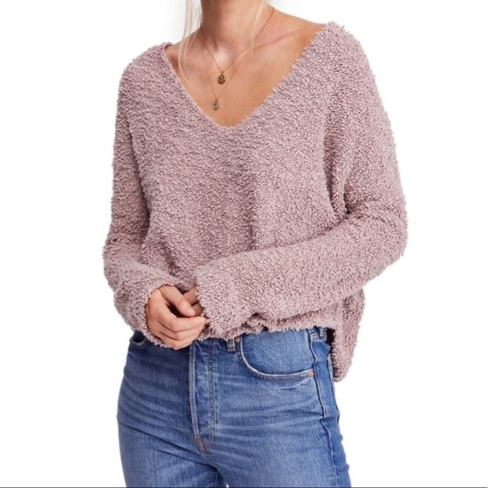 Free People Mauve Pink Pullover Popcorn Sweater Size XS